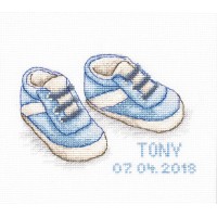 AANBIEDING: Borduurpakket babyschoentjes blauw 